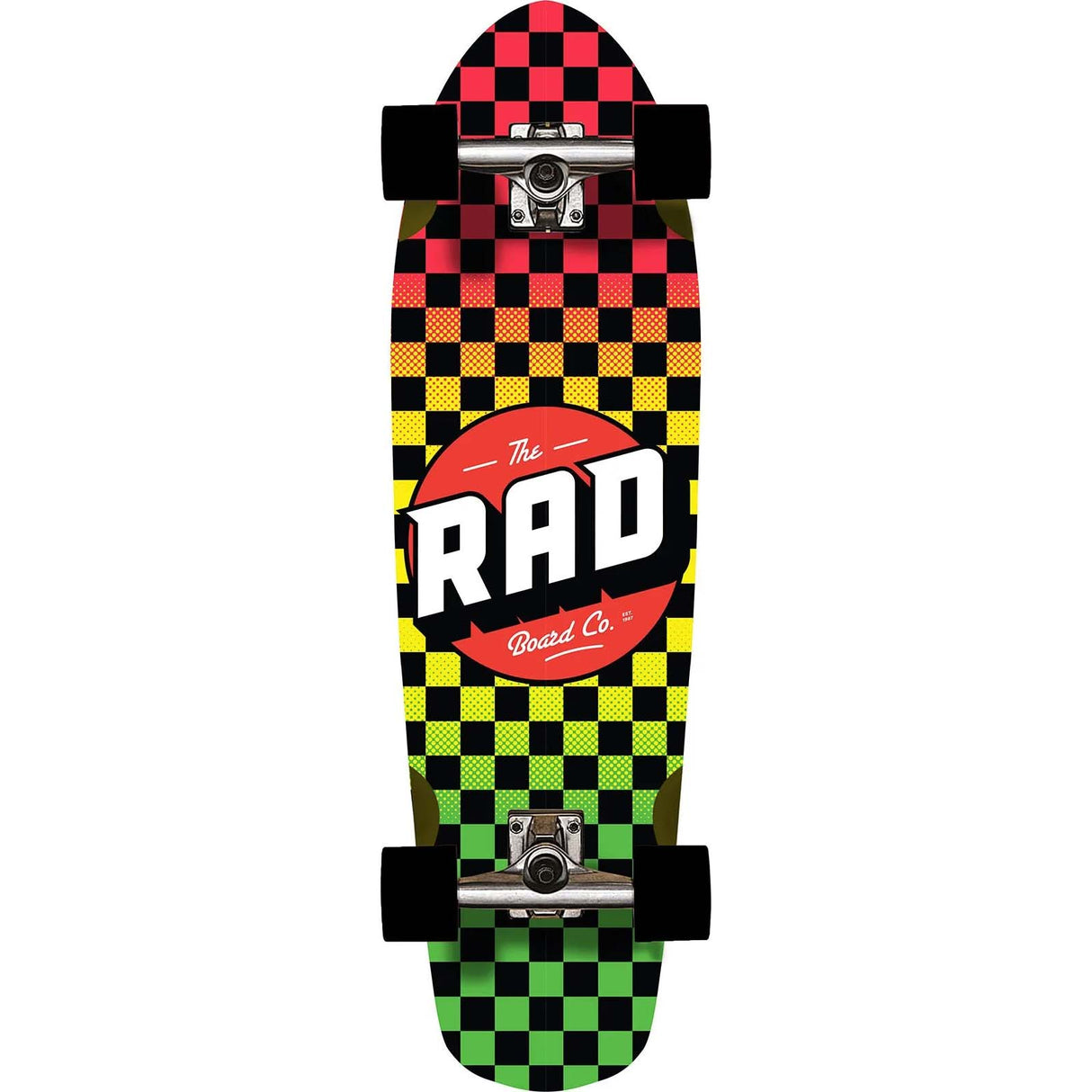 Rad Checkers Cali Cruiser Complete - Rasta Fade 9.125"