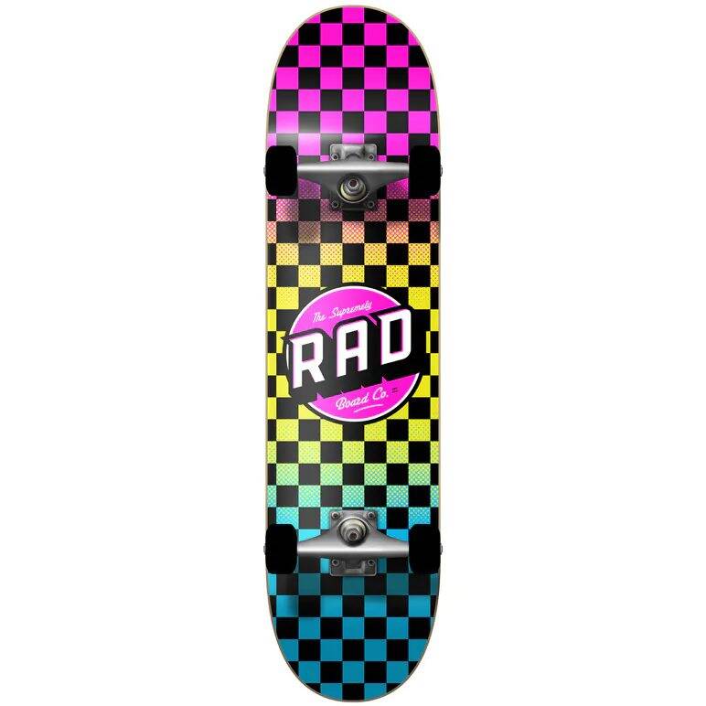 Rad Checkers 2 Dude Crew Complete Skateboard - Neon Fade 7.75''