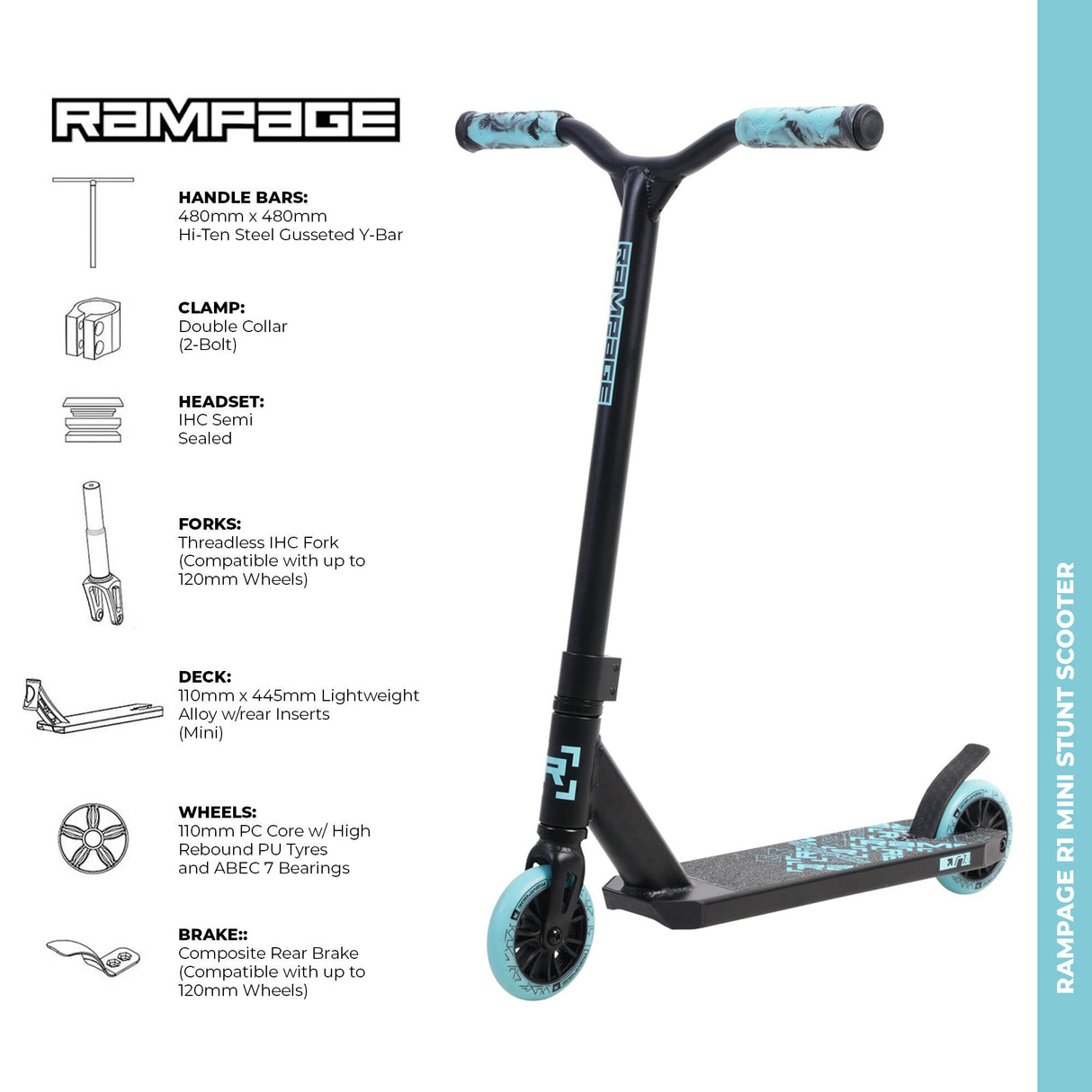 Rampage R1 2023 Mini Stunt Scooter - Glow