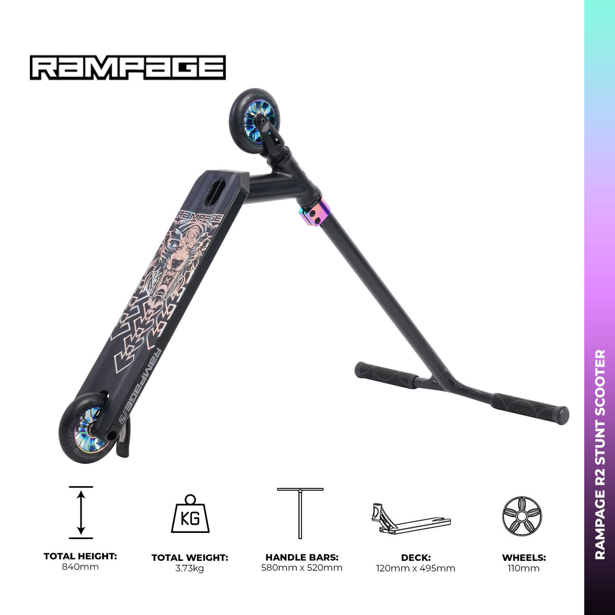 Rampage R2 2023 Complete Stunt Scooter - Black/Neochrome