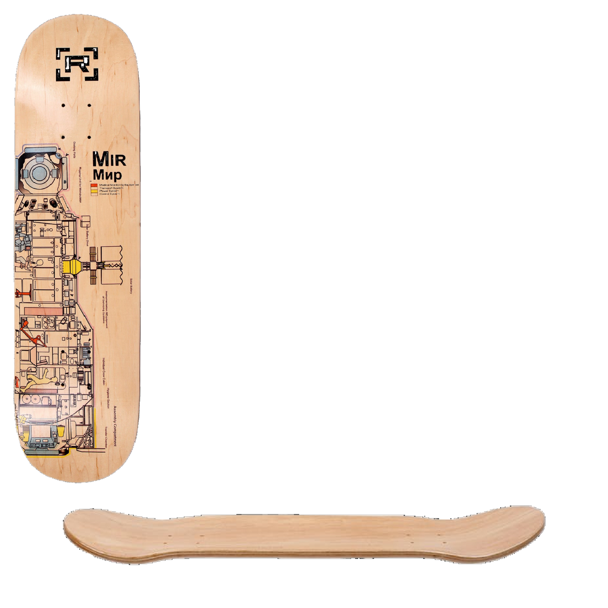 Rampage MIR Schematic Skateboard Deck - Natural 8''