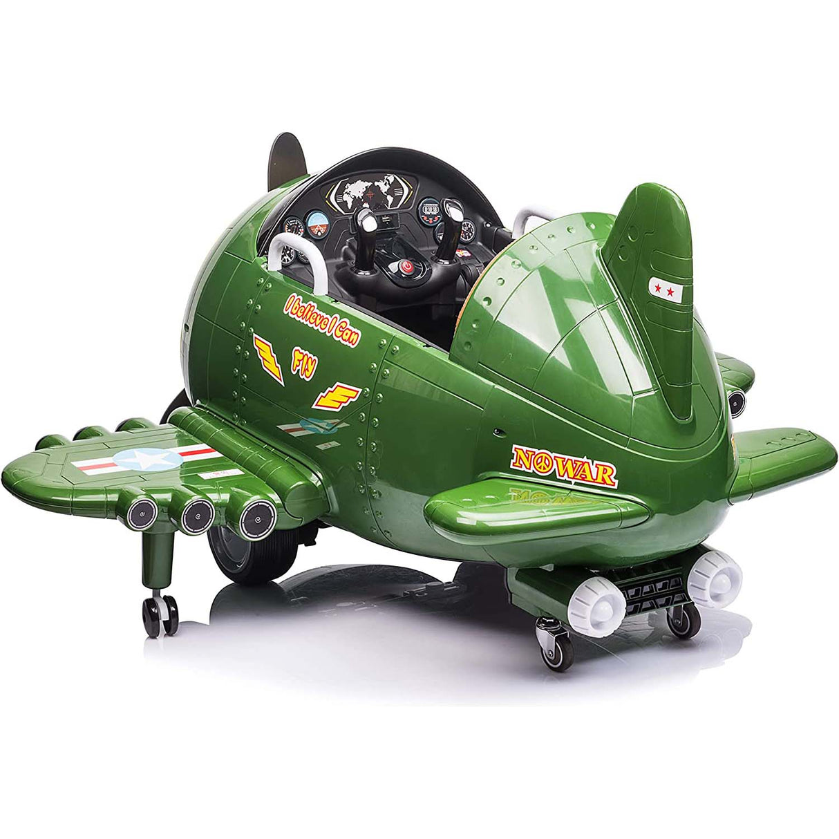 Ricco 360 Rotating Kids Electric Ride On Airplane - Green