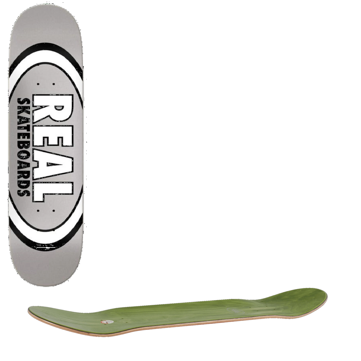 Real Team Classic Oval True Mid Skateboard Deck - Silver 7.75''
