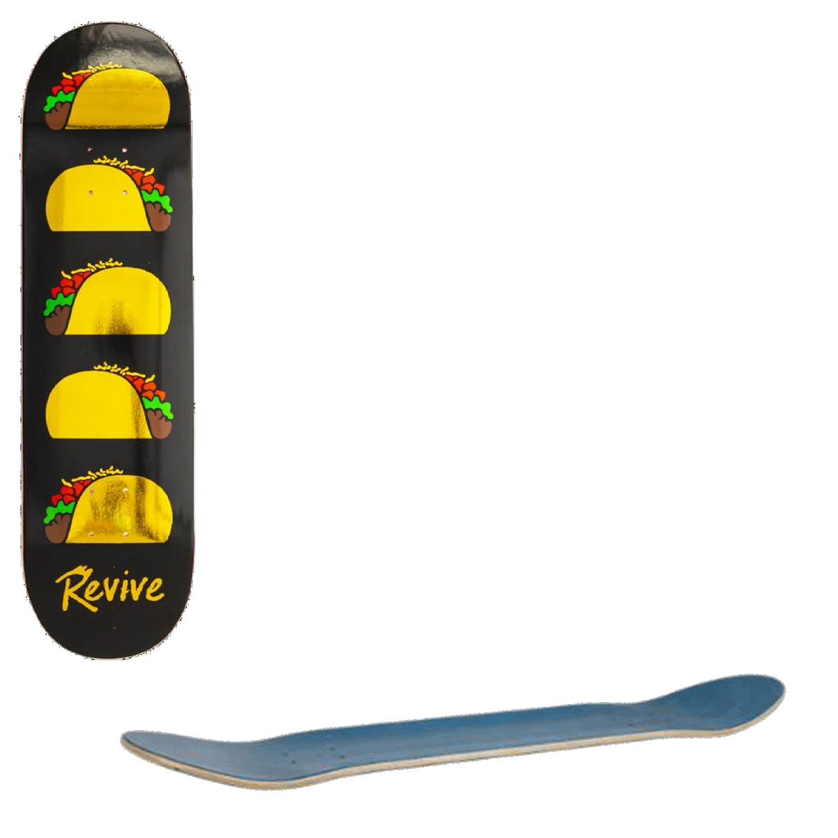 ReVive Gold Foil Tacos Skateboard Deck 8.125''