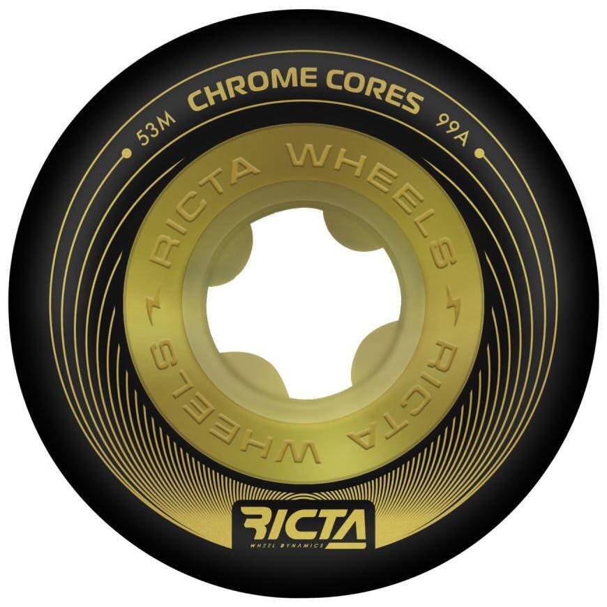Ricta Chrome Core 99a Skateboard Wheels - Black/Gold 53mm