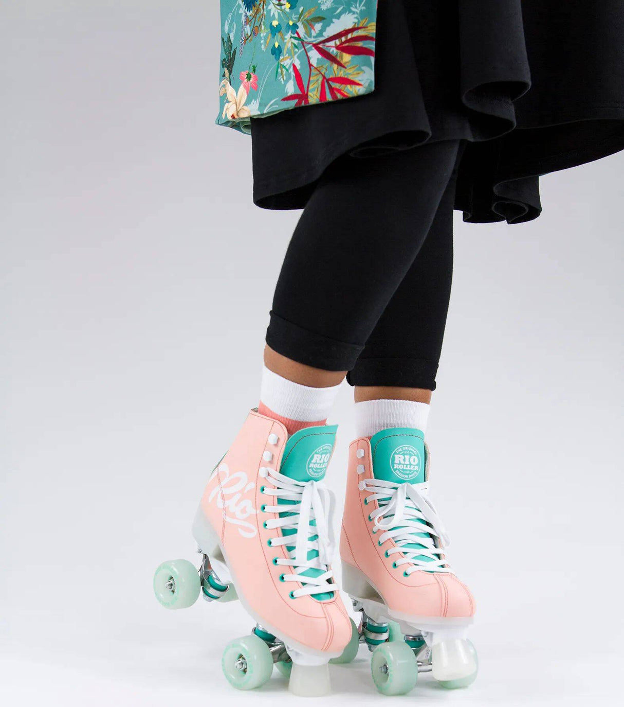 Rio Roller Script Quad Roller Skates - Peach/Green