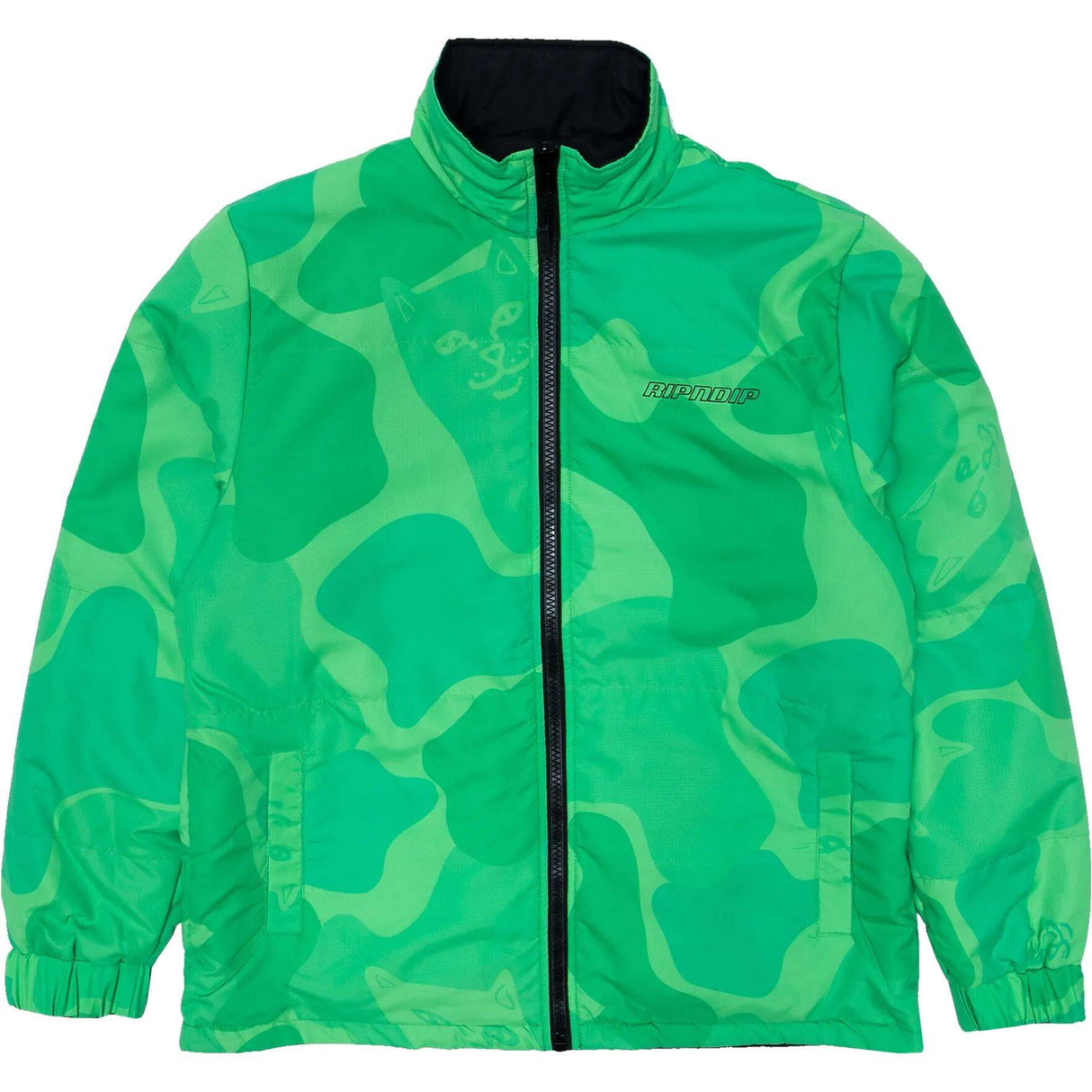 RIPNDIP Neo Nerm Reversible Field Puffer Jacket - Black and Tonal Green