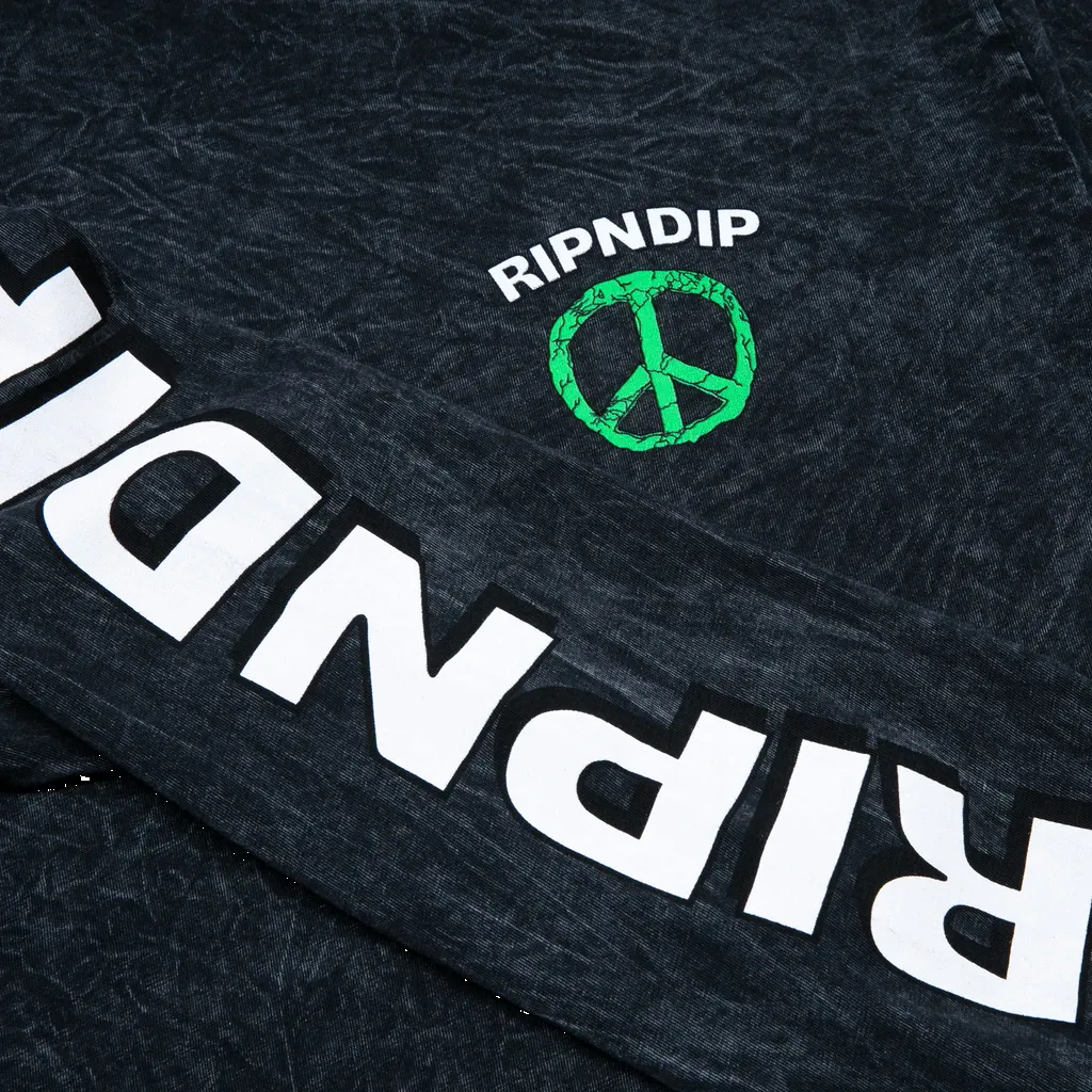 RIPNDIP Peace No Love Long Sleeve T Shirt - Black Mineral Wash