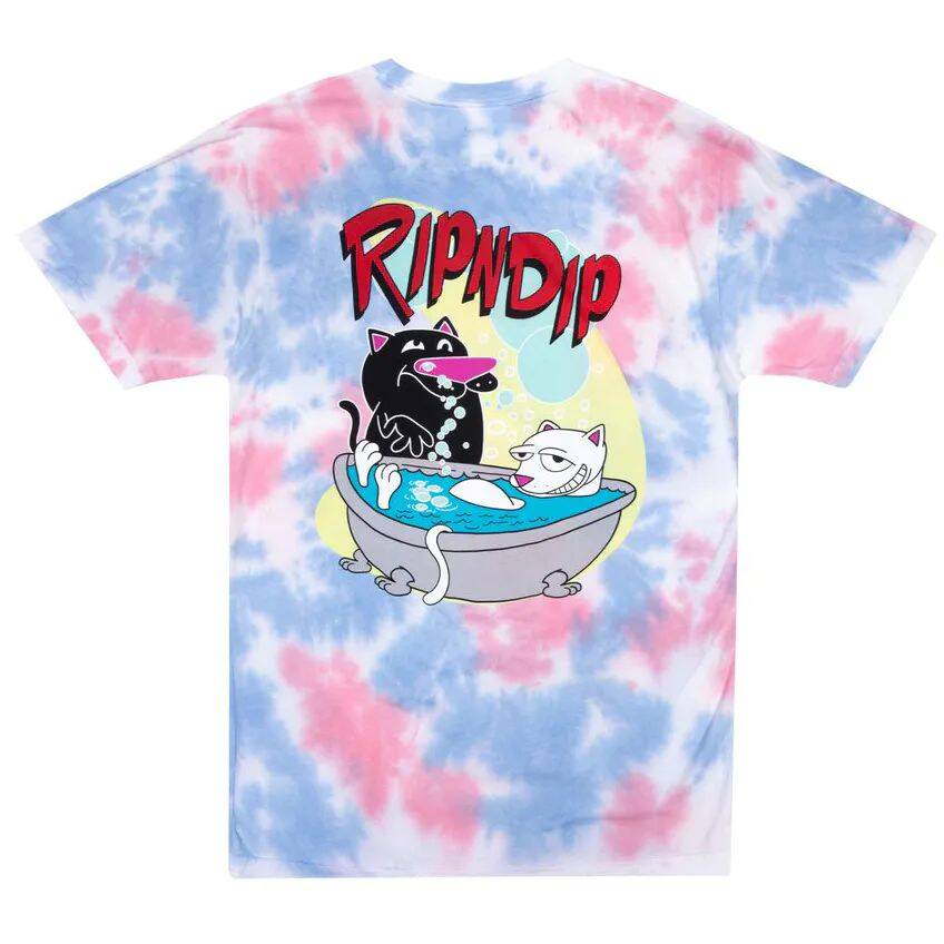 RIPNDIP Bath Time T Shirt - Periwinkle & Pink Tie Dye