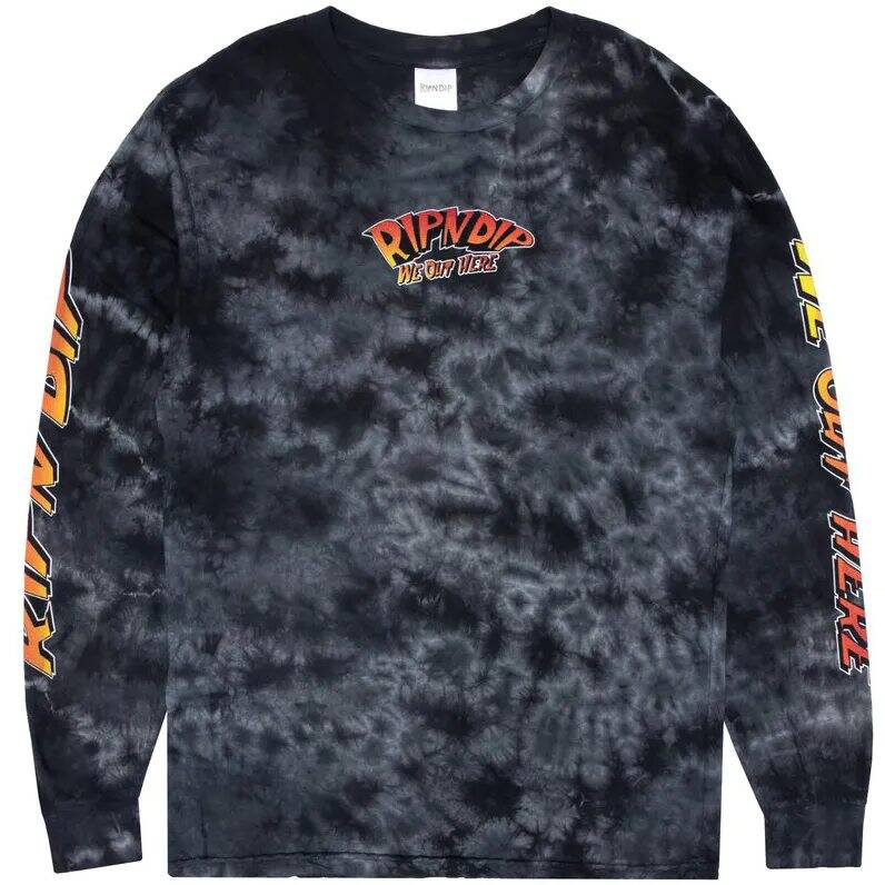 RIPNDIP Out of this World Long Sleeve T Shirt - Black Lightning Wash LRG