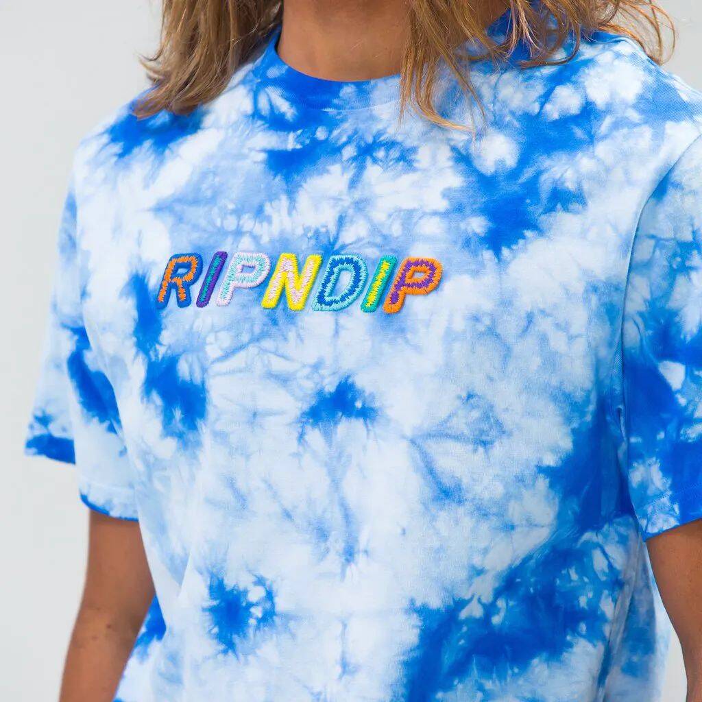 RIPNDIP Prisma Embroidered T Shirt - Blue Lightning Wash