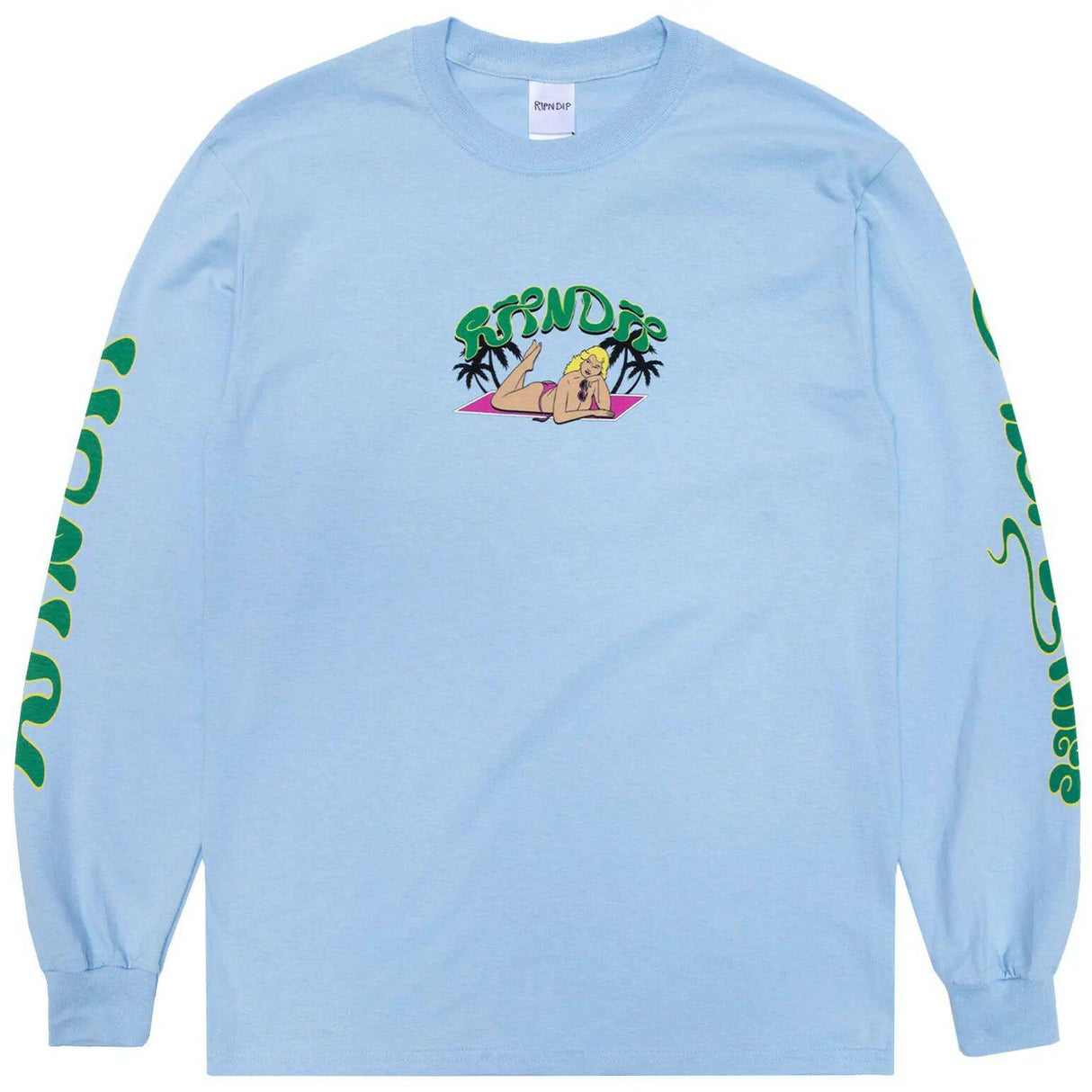 RIPNDIP Nermrider Beach Long Sleeve T Shirt - Baby Blue