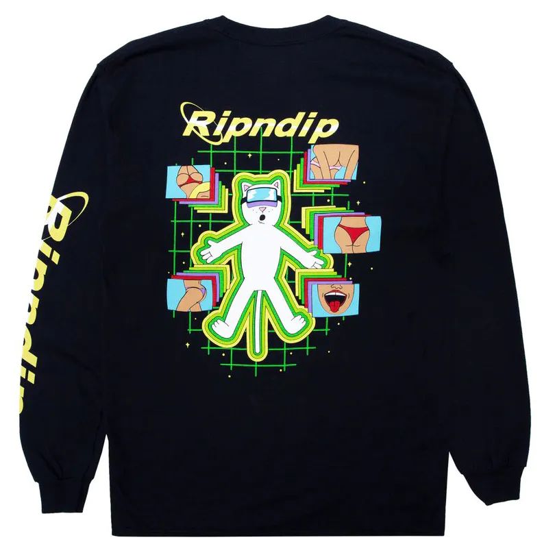 RIPNDIP Virtual Nermality Long Sleeve T Shirt - Black