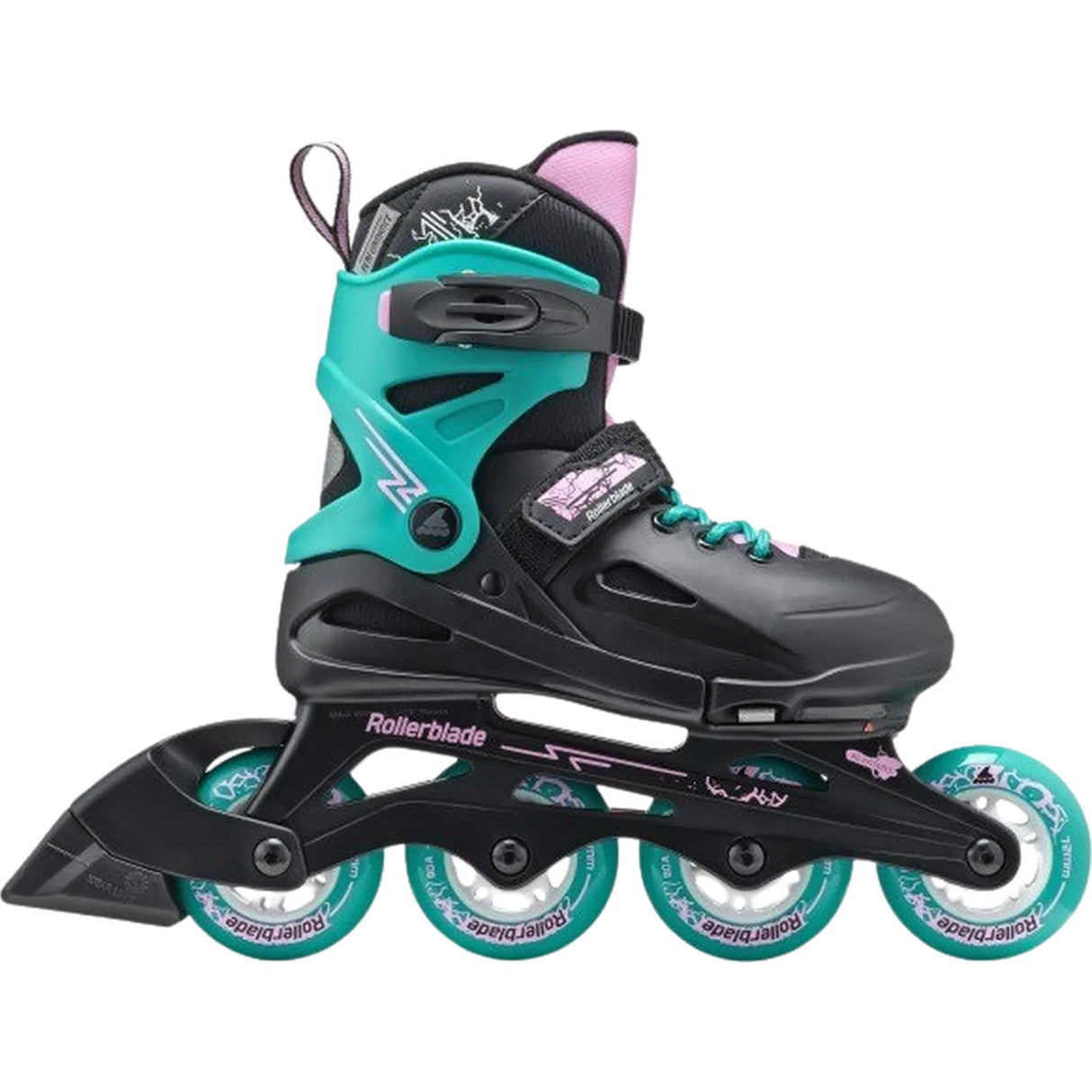 Rollerblade Fury Kids Adjustable Inline Skates - Black/Sea Green