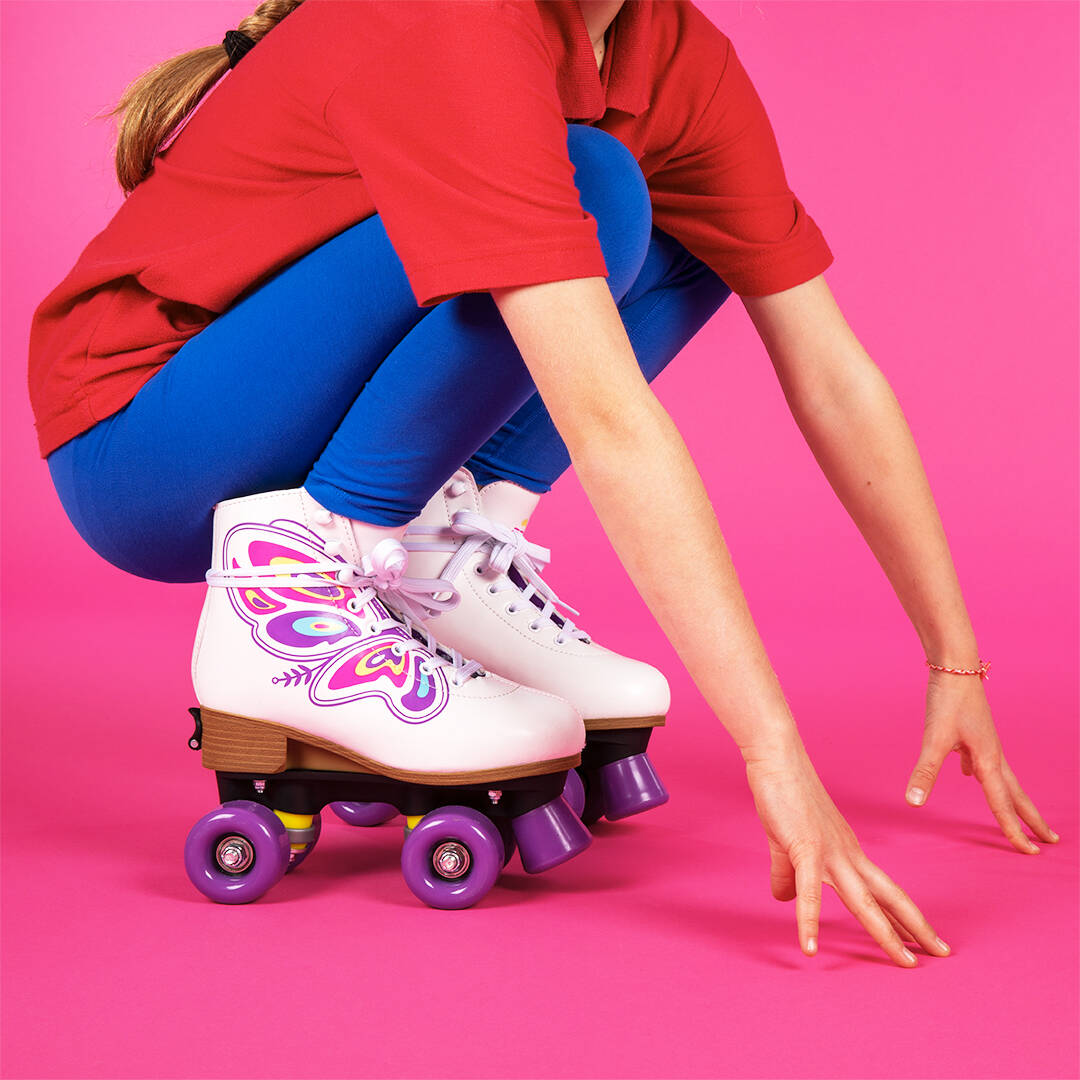 Rookie Butterfly Adjustable Roller Skates - White