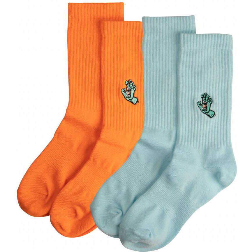 Santa Cruz Mini Hand (2 Pack) Womens Socks - Orange/Blue