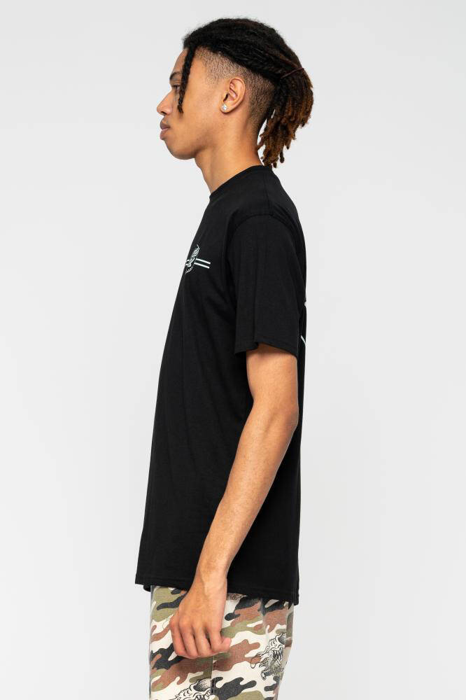 Santa Cruz Opus Dot Stripe T Shirt - Black/Ice Blue