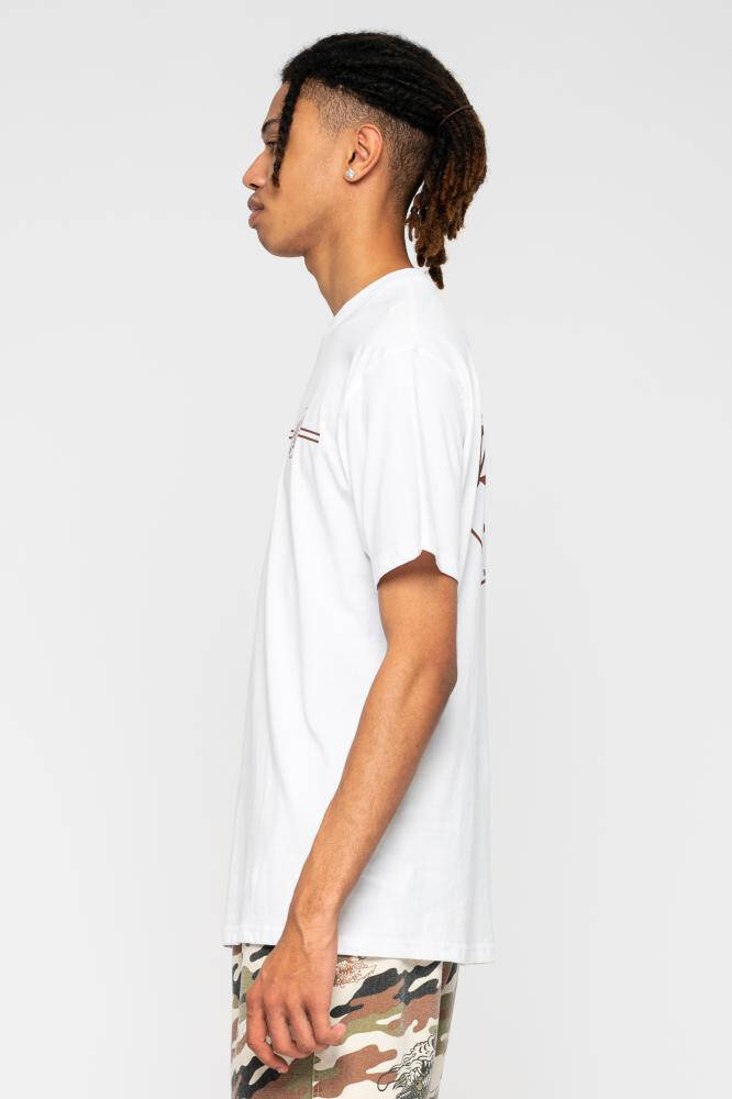 Santa Cruz Opus Dot Stripe T Shirt - White/Sepia