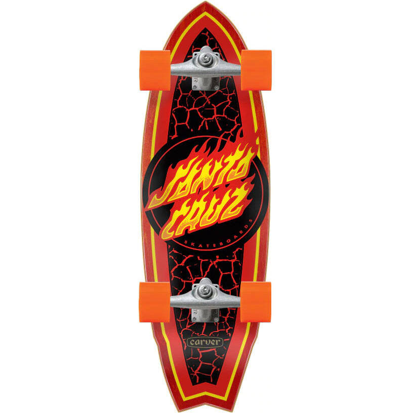 Santa Cruz Flame Dot Shark Surf Skate Complete Cruzer - 31.52"