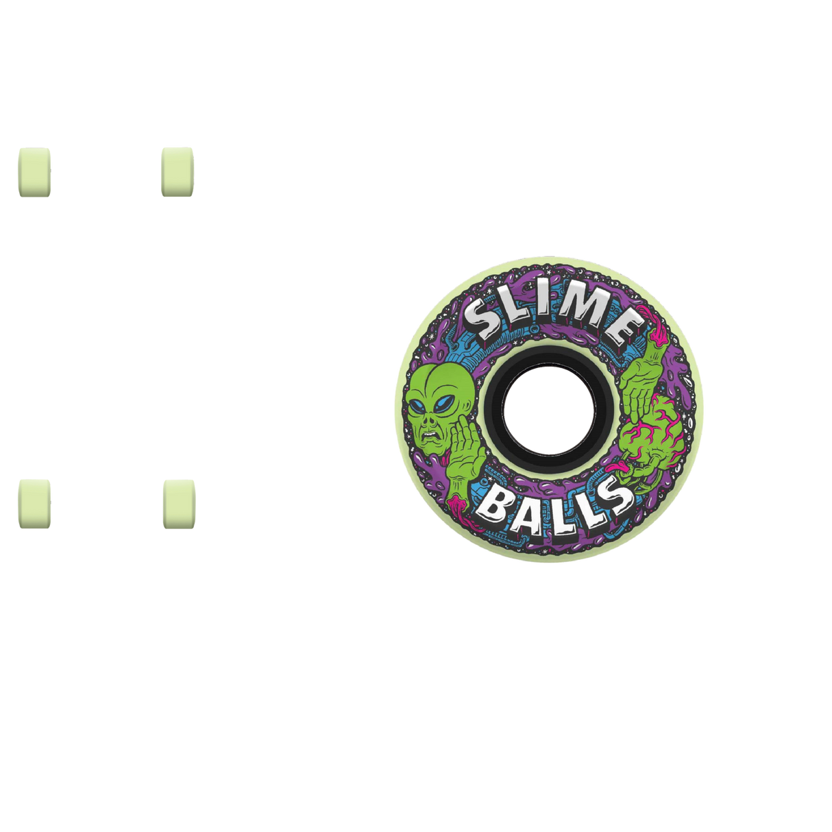 Slime Balls Alien OG Skateboard Wheels - GITD 60mm