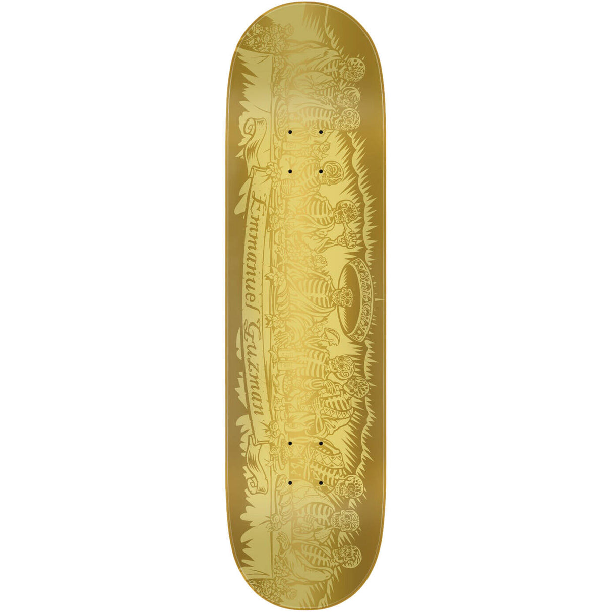 Santa Cruz Guzman Dining With The Dead Pro Skateboard Deck - Gold 8.27"