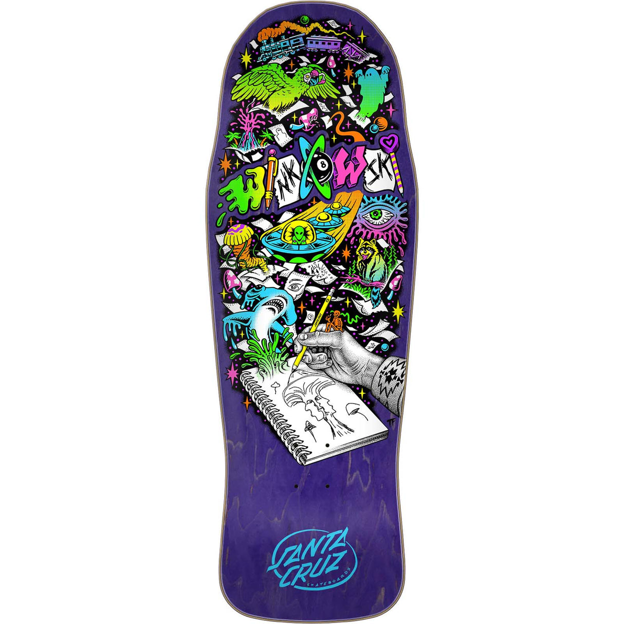 Santa Cruz Sketchbook Shaped Skateboard Deck - Winkowski 10.34"