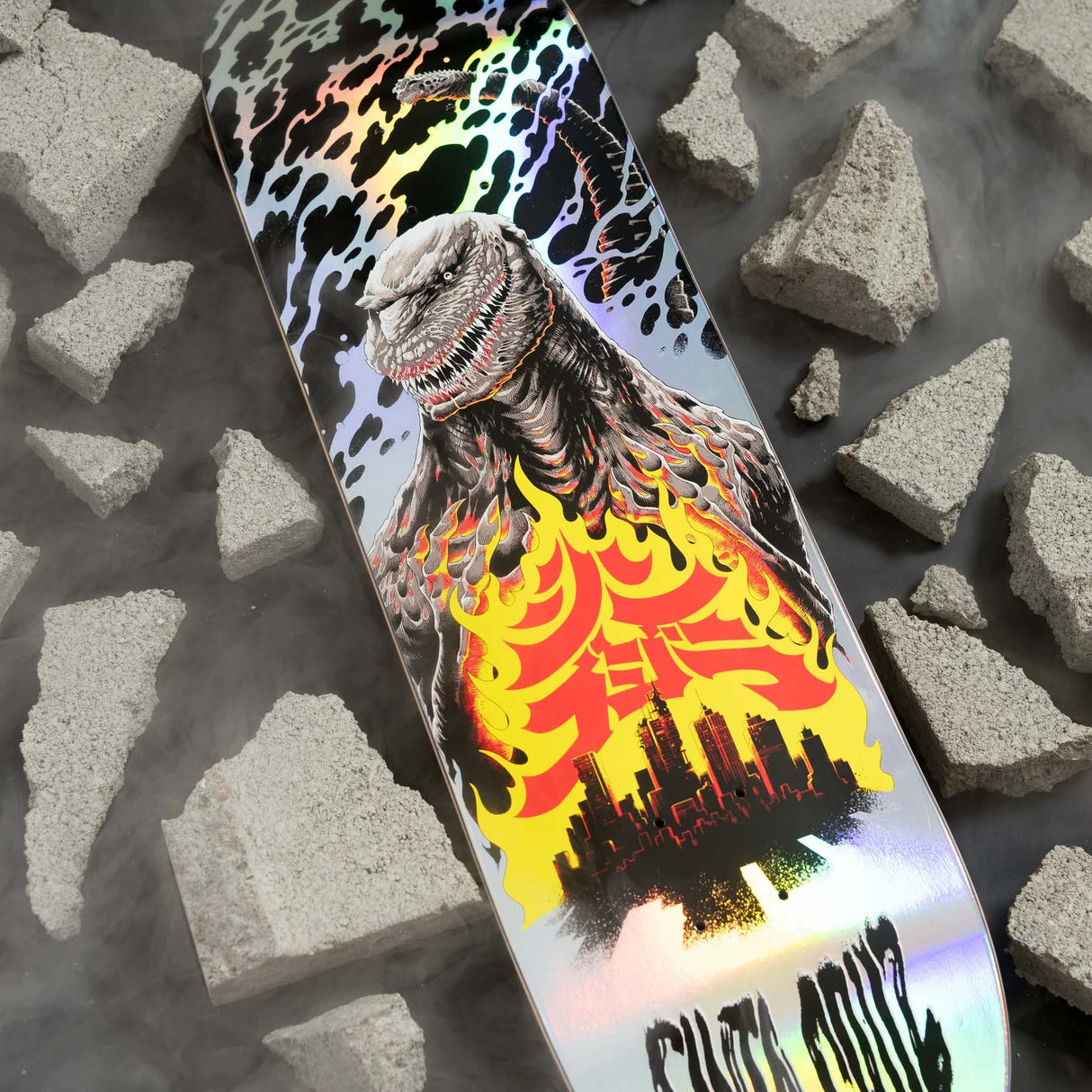 Santa Cruz x Godzilla Skateboard Deck - Shin Knox Firepit 8.5"