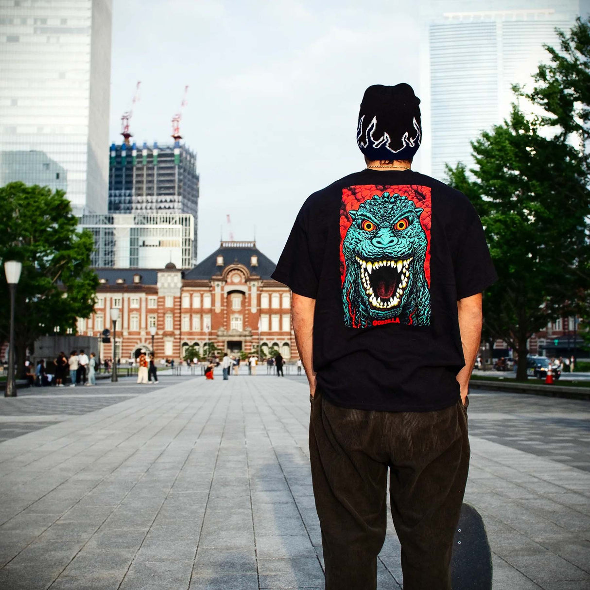Santa Cruz x Godzilla Destroyer Stripes T Shirt - Black