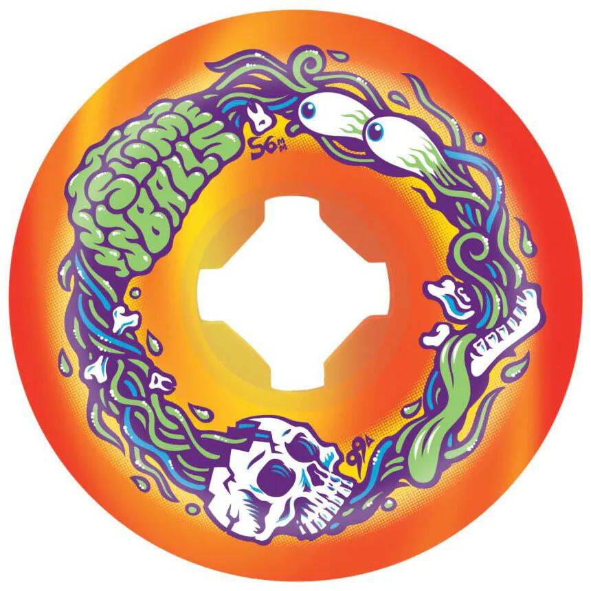 Santa Cruz Slime Balls Brains Speed Balls Skateboard Wheels - Orange/Yellow Swirl 56mm
