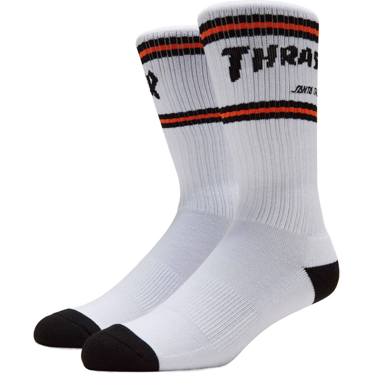 Santa Cruz x Thrasher Strip Crew Socks - White