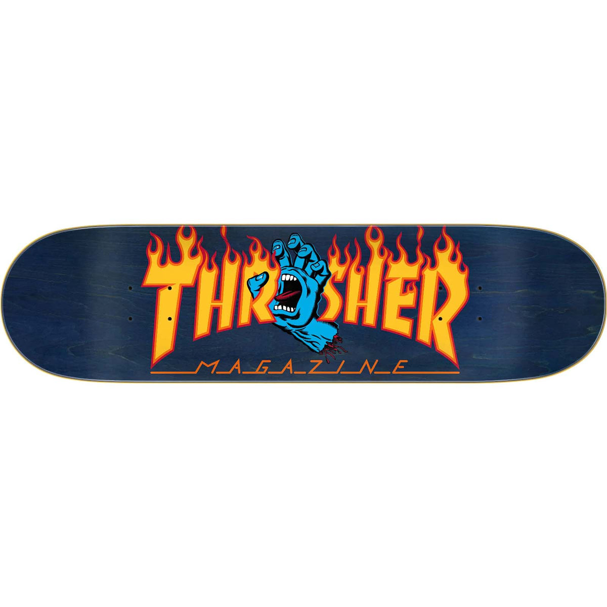 Santa Cruz x Thrasher Screaming Flame Logo Skateboard Deck - Navy 8.25"