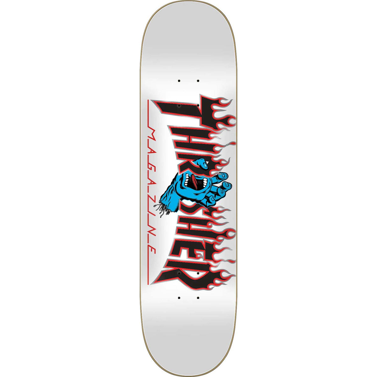Santa Cruz x Thrasher Screaming Flame Logo Skateboard Deck - White 8"