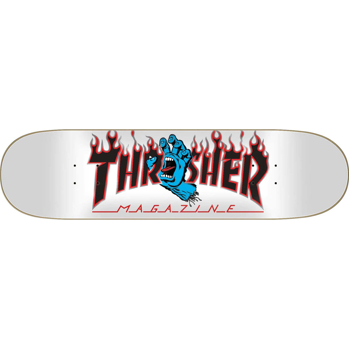 Santa Cruz x Thrasher Screaming Flame Logo Skateboard Deck - White 8"