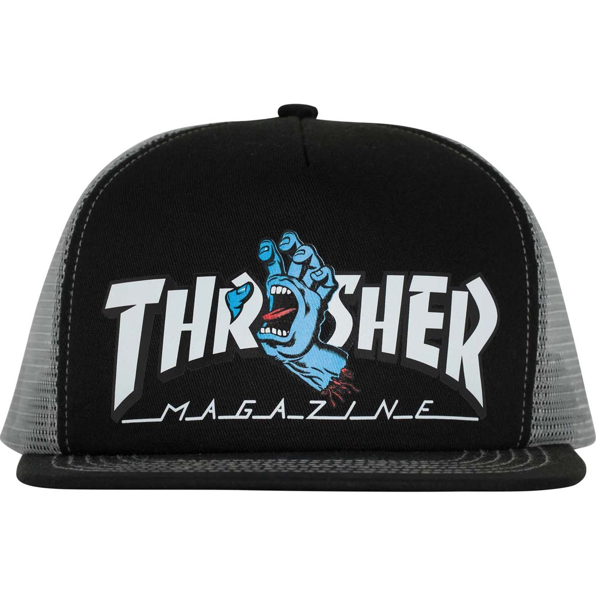 Santa Cruz x Thrasher Screaming Logo Trucker Cap - Black/Grey