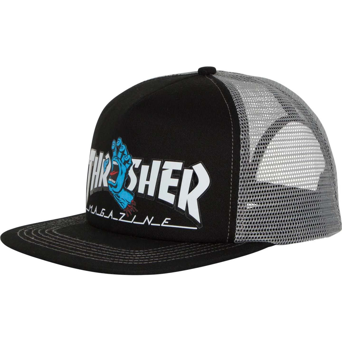 Santa Cruz x Thrasher Screaming Logo Trucker Cap - Black/Grey