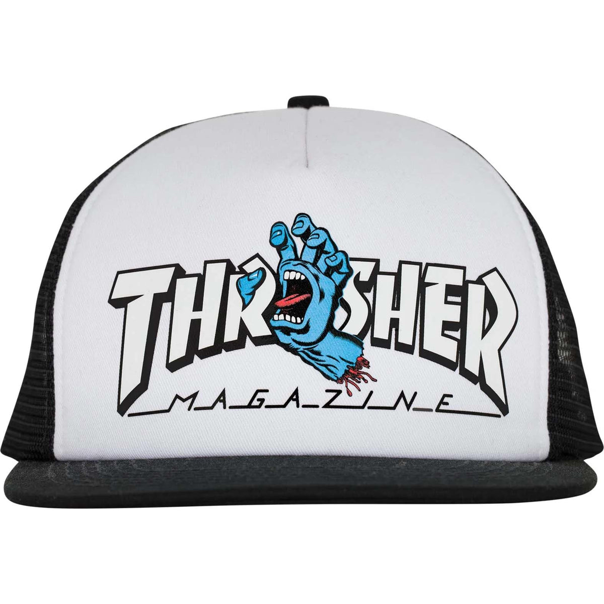 Santa Cruz x Thrasher Screaming Logo Trucker Cap - White/Black