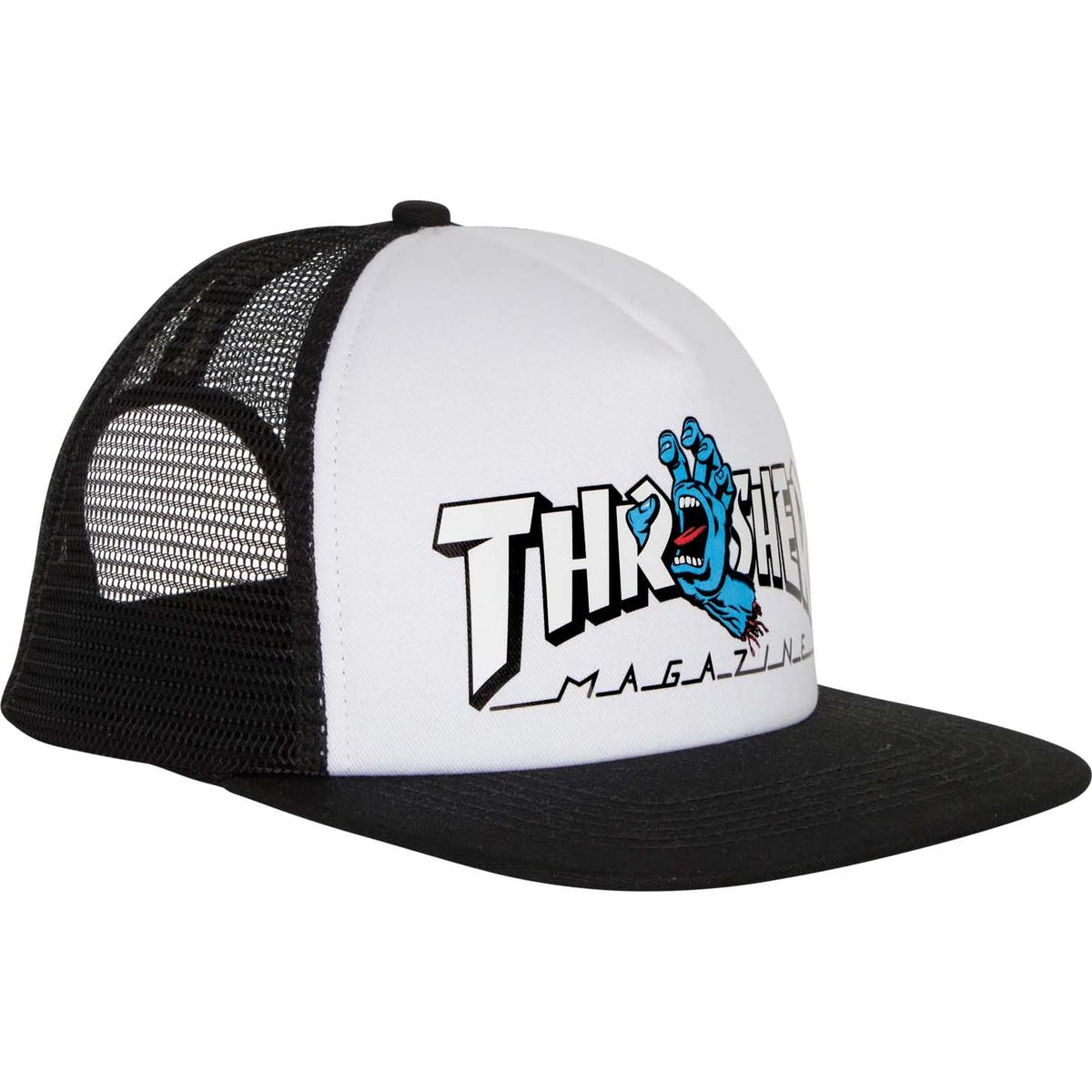 Santa Cruz x Thrasher Screaming Logo Trucker Cap - White/Black