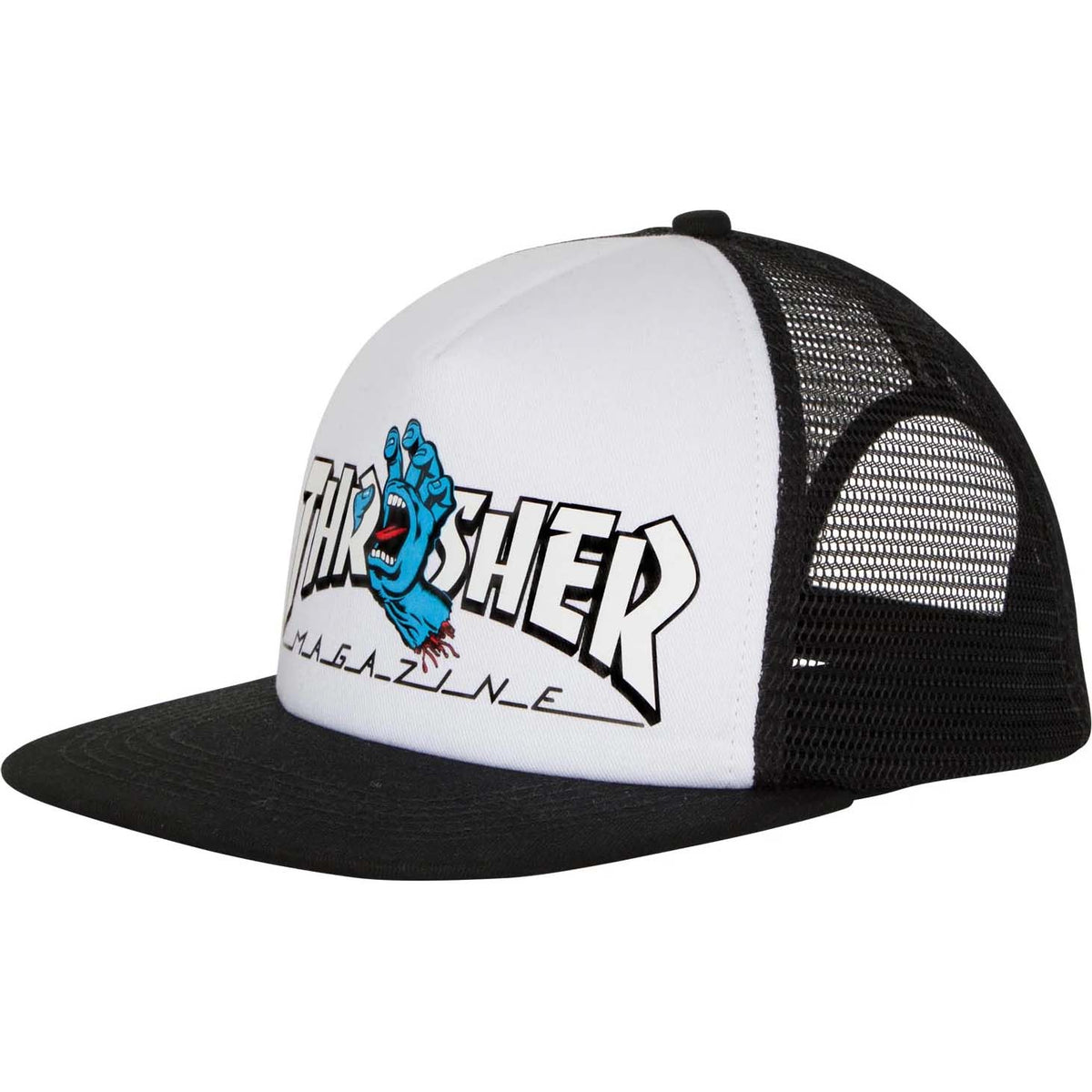 Santa Cruz x Thrasher Screaming Logo Trucker Cap - White/Black
