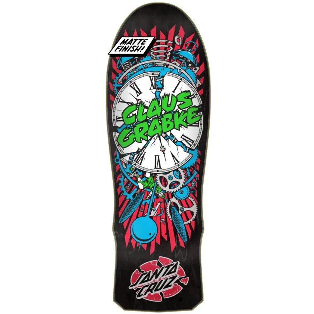 Santa Cruz Grabke Exploding Clock Reissue Skateboard Deck - Black 10''