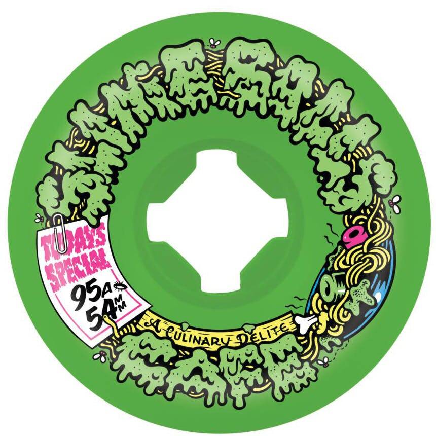 Santa Cruz Slime Balls Double Take Cafe Vomit Mini 95a Skateboard Wheels - Green/Black 54mm