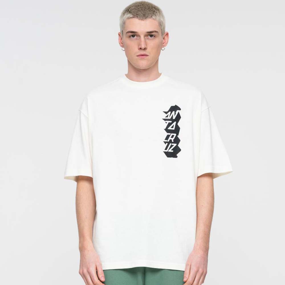 Santa Cruz Stacked Strip Reverse T Shirt - Unbleached Cotton