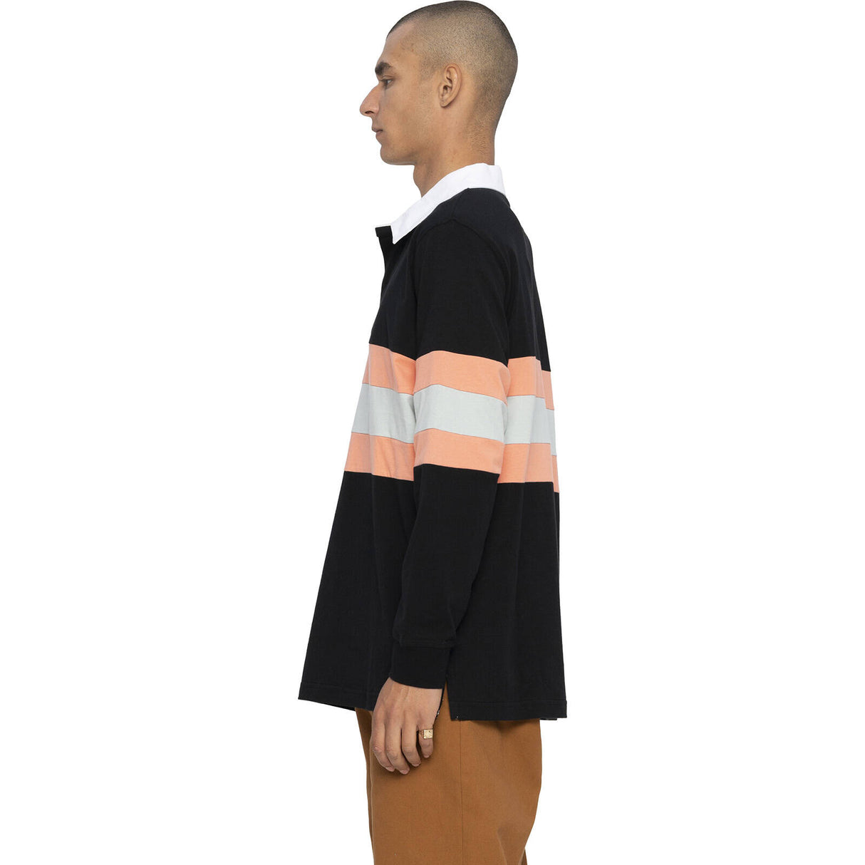 Santa Cruz Vista Strip Long Sleeve Polo T Shirt - Washed Black