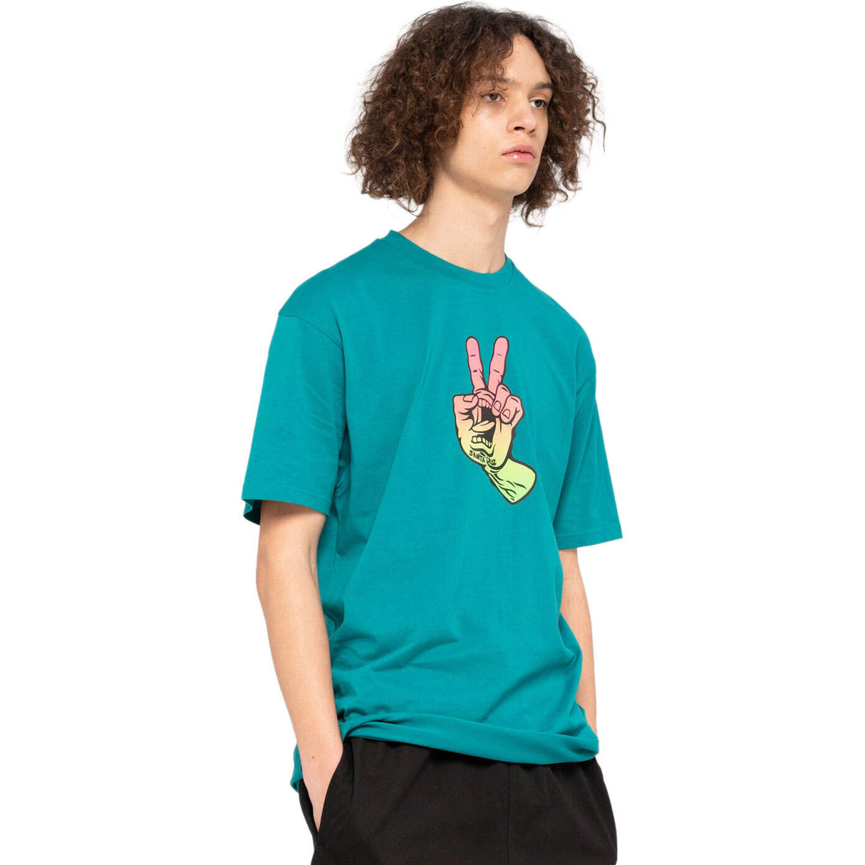 Santa Cruz Screamin Peace Fade T Shirt - Verdigris