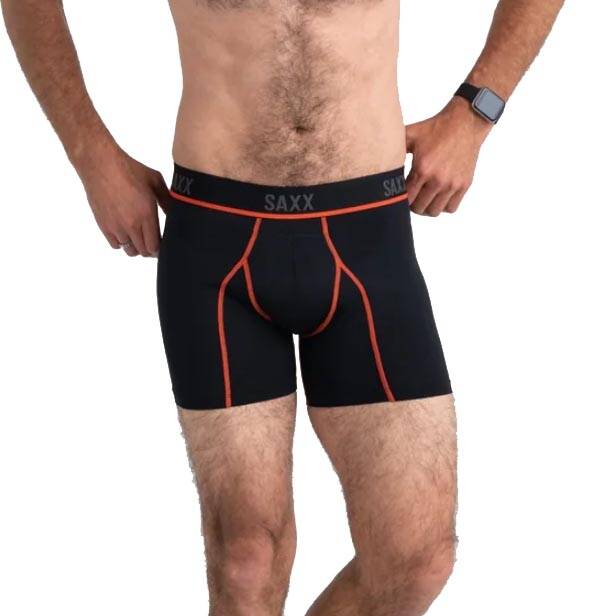 Saxx Kinetic HD Boxer Briefs - Black/Vermillion