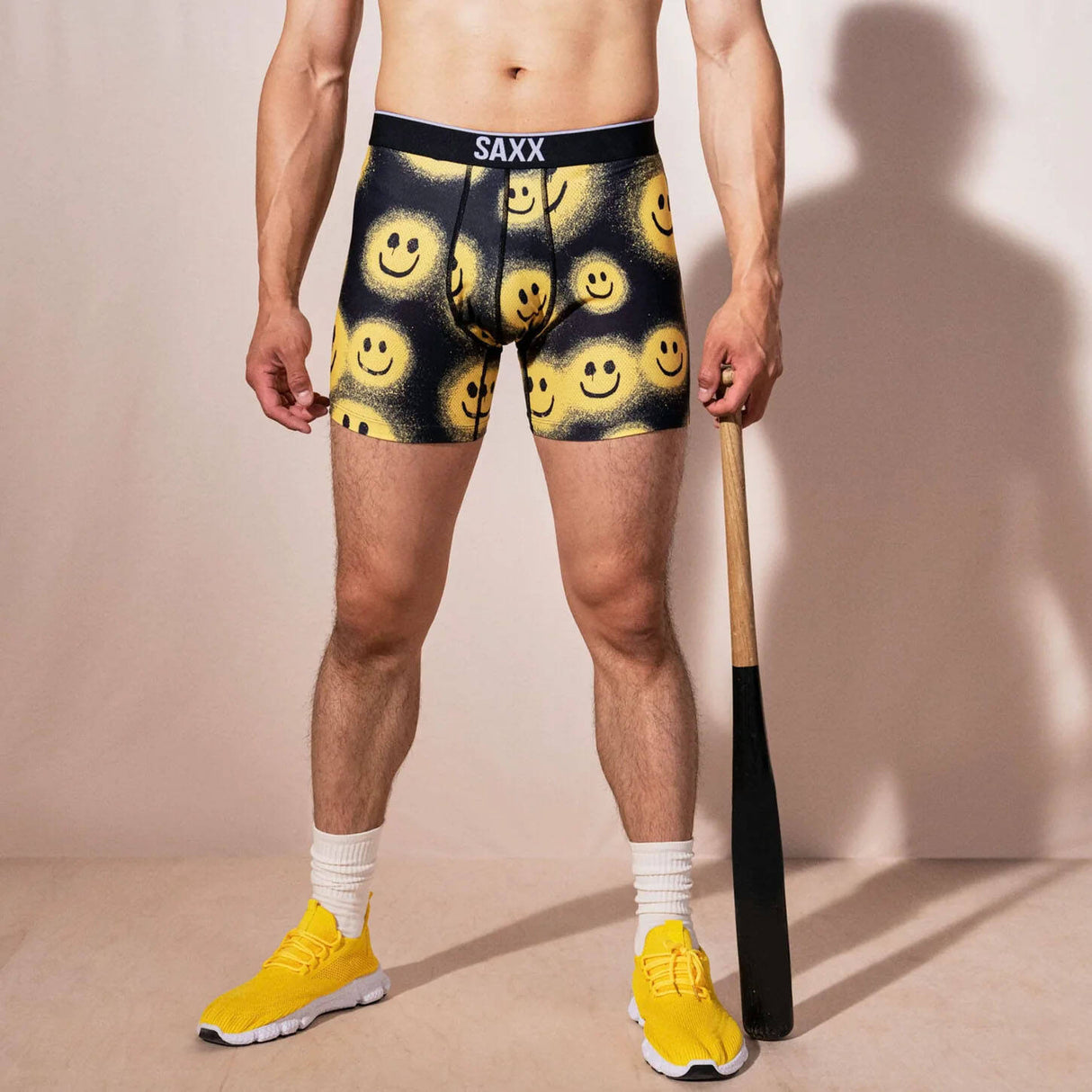Saxx Volt Breathable Mesh Boxer Brief - Painted Smile Black