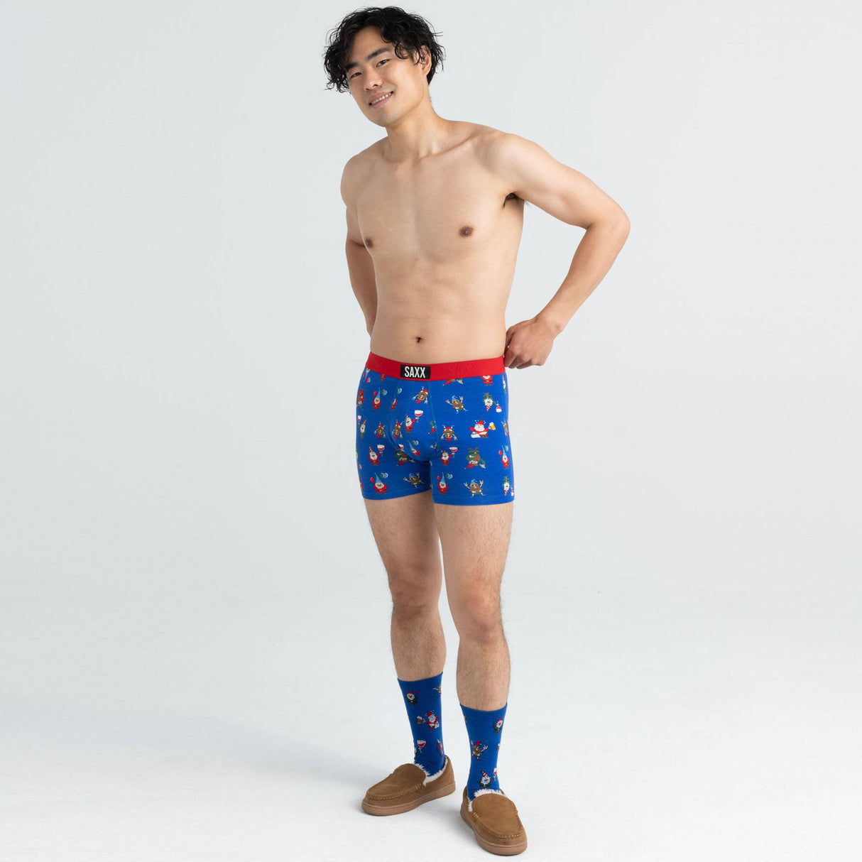 Saxx Vibe Boxer Briefs - Peak Blue Party Gnomes