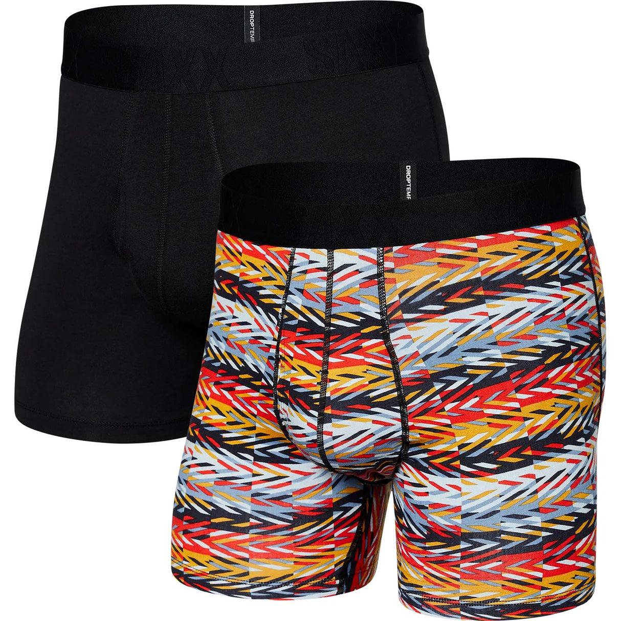Saxx Droptemp Cool Cotton Boxer Brief 2pk - Back & Forth Black