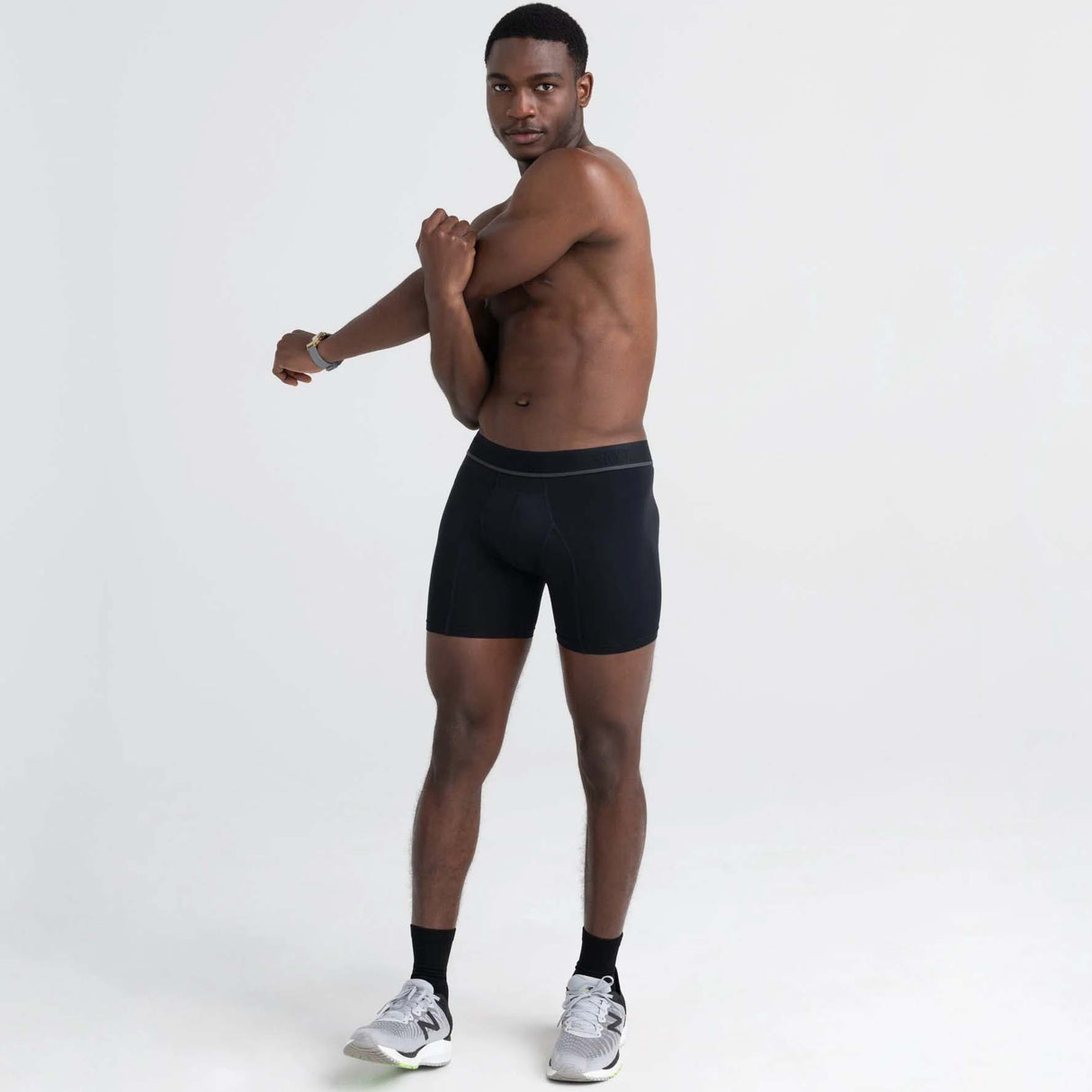 Saxx Kinetic Light-Compression Mesh Boxer Brief - Blackout