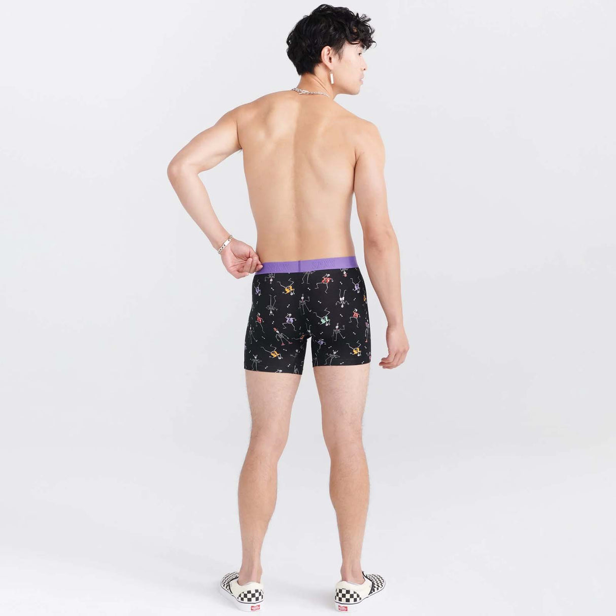 Saxx Vibe Super Soft Boxer Brief - Dancing Skellies Black