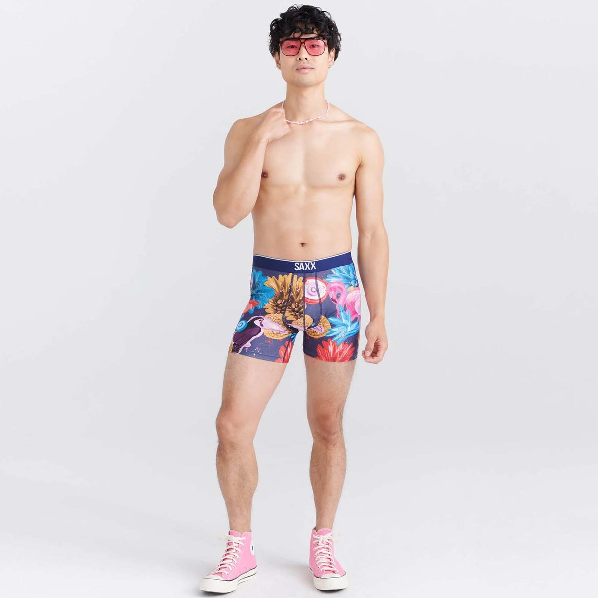 Saxx Volt Breathable Mesh Boxer Brief - Tropical Punch Blue